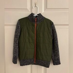 Cat & Jack Green and Gray Knit Jacket with Orange Zipper Sz 4T